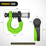 2 Pack 3/4 Inch D-Ring Separate Shackle 45,000 Lbs Break Strength | Includes 7/8 Inch Lock Pin, Isolators and Washers Off Road Recovery, for Tow Strap Winch Truck Vehicle Black&Green