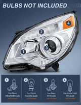 Headlight Assembly Compatible with 2010 2011 2012 2013 2014 2015 Chevy Chevrolet Equinox OE Style Projector Replacement Halogen Headlights Chrome Housing Amber Reflector Headlamp a pair