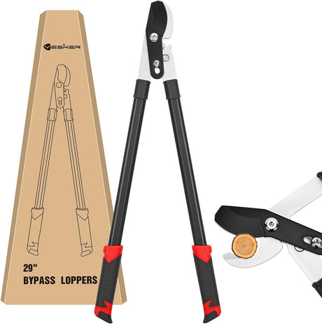 29 Inch Loppers for Tree Trimming Heavy Duty Bypass Loppers Powerful Gear Action Sharp Steel Blade Tree Trimmer up to 1.5 Inch Dia Cut Capacity Non-slip Handle Branch Cutter for Garden Maintenance