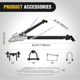 Tow Bar with Safety Chains, Coupler Fits 2-Inch Hitch Ball, 5500 lbs Towing Capacity, 41-in Opening Width, Bumper-Mounted Universal Towing Bar for RV, Car, Trailer, Truck, Alloy Steel