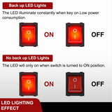 12V 24V Rocker Switches Red LED Lighted 4 Pin 2 Position ON Off Toggle Switch 5PCS KCD4 DPST for Car Automotive Truck Boat Marine Off-Road Vehicle