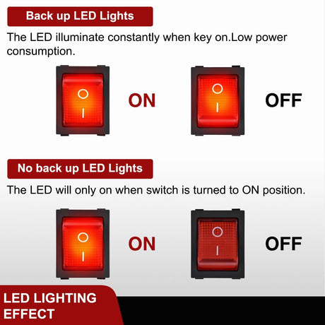 12V 24V Rocker Switches Red LED Lighted 4 Pin 2 Position ON Off Toggle Switch 5PCS KCD4 DPST for Car Automotive Truck Boat Marine Off-Road Vehicle