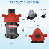 RV Water Pump, 12v Water Pump 3.5 GPM 45 PSI with Pressure Switch and Strainer Heavy Duty Diaphragm Pump 12 Volt DC Upgrade Self-Priming Low Noice for RV Marine Yacht Caravan Camper Trailer
