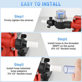RV Water Pump, 12v Water Pump 3.0 GPM 55 PSI with Pressure Switch and Strainer Heavy Duty Diaphragm Pump 12 Volt DC Upgrade Self-Priming Low Noice for RV Camper Marine Yacht Caravan Trailer