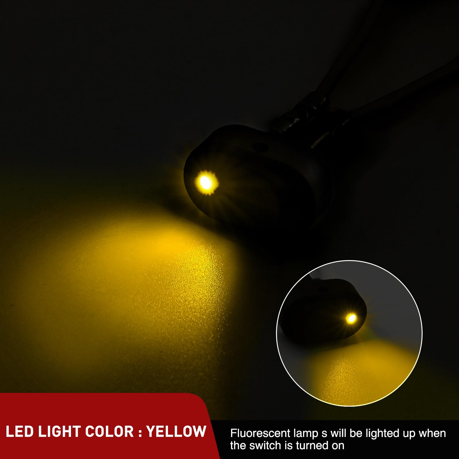 5Pcs 12V 30A Round Toggle LED Switch with Yellow LED Indicator Nilight