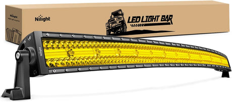 50 Inch LED Light Bar 384 LED Chips Yellow Beam Curved Triple Row Fog Light Spot Flood Combo High Power LED Driving Lights Off Road Lights for Trucks SUV UTV ATV Truck Van 4x4 Boat