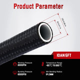 10AN 5FT PTFE Stainless Steel Braided Fuel Line Hose Only | Compatible with E85 PTFE Teflon EFI Fuel Line Universal for LS Engines & Automotive Racing Applications
