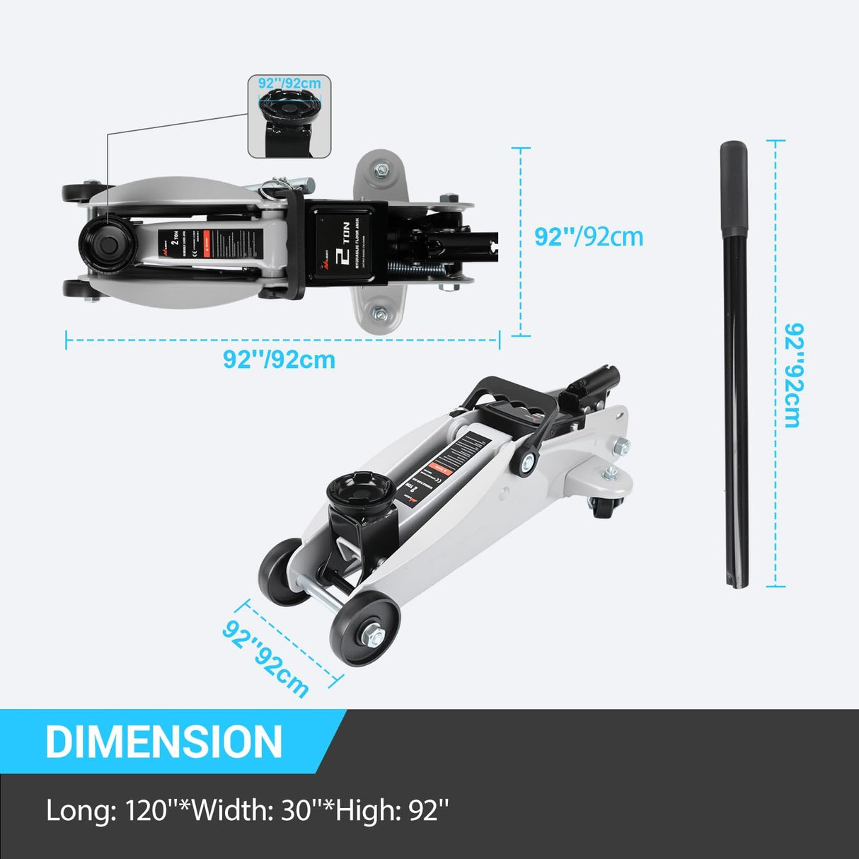 2 Ton Floor Jack, 4,000 lbs Hydraulic Trolley Car Jack with Safety Locking Pin, Portable Steel Service Jack with Storage Case, 5.1 Inch-13 Inch Lifting Range