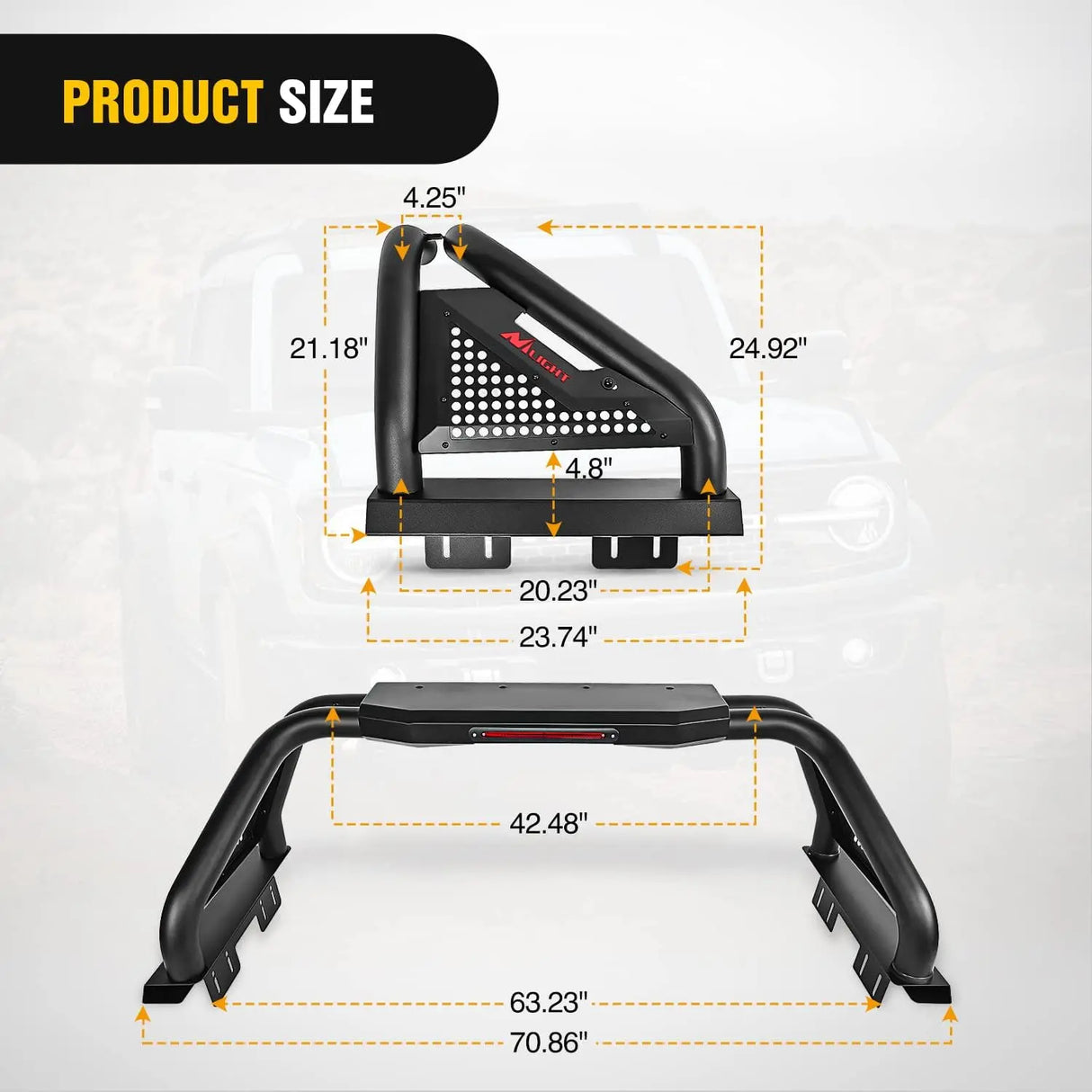 Accessories Truck Bed Chase Rack For 2002-2023 Dodge Ram 2014-2023 Chevrolet Silverado 2015-2023 F150 2014-2023 Tundra Fits Full Size