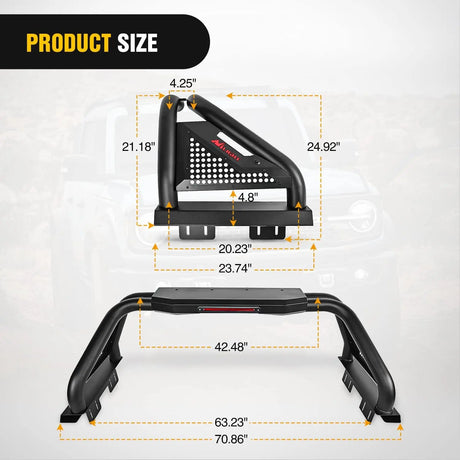 Accessories Truck Bed Chase Rack For 2002-2023 Dodge Ram 2014-2023 Chevrolet Silverado 2015-2023 F150 2014-2023 Tundra Fits Full Size