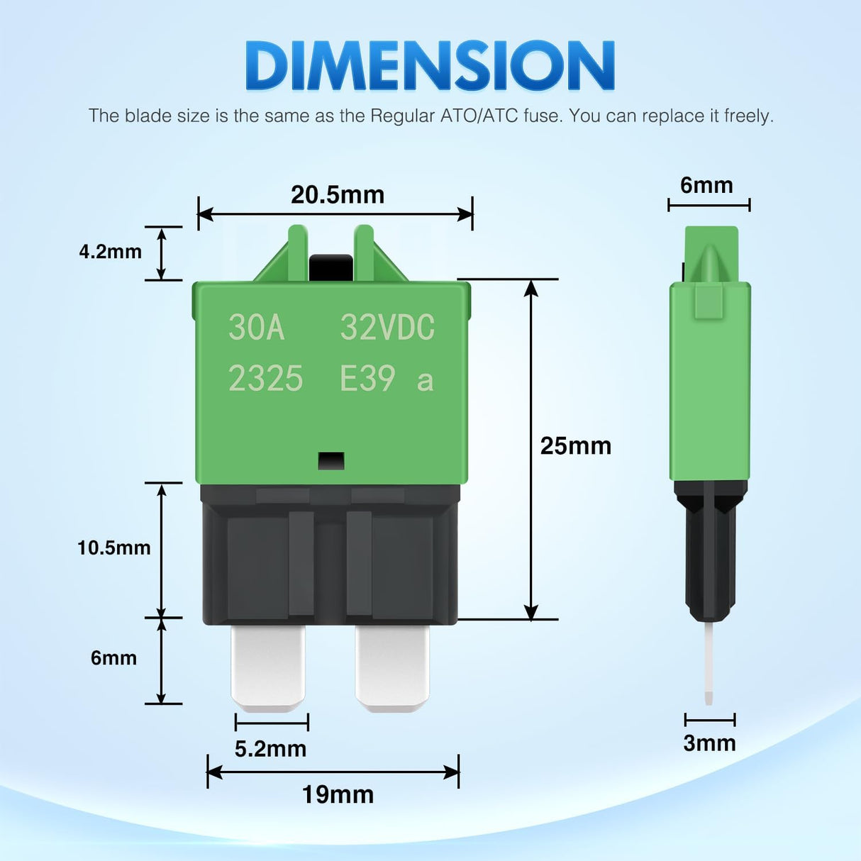 6PCS Circuit Breaker Manual Resettable Fuse Assortment Kit 12V-32V Low Profile ATO ATC Standard Regular 5A 10A 15A 20A 25A 30A Blade Fuses for Automotive Cars Trucks SUV Boat