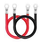 6AWG 20 Inch Battery Power Inverter Cables 3/8 Inch Lugs | Tinned Copper Teiminal Red Black Oxygen-Free Wires Max. 59.9A for Solar Motorcycle Automotive Power Inverters