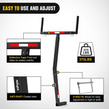Truck Bed Extender w/Straps & Receiver Tightener & Flag, Fits 2-inch Hitch Receiver, 2-in 1 Pickup Hitch Mount Truck Bed Extension for Rack, SUV, Lumber, Ladder, Canoe, Boat, Kayak, Pipes