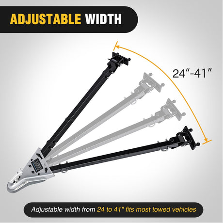 Tow Bar with Safety Chains, Coupler Fits 2-Inch Hitch Ball, 5500 lbs Towing Capacity, 41-in Opening Width, Bumper-Mounted Universal Towing Bar for RV, Car, Trailer, Truck, Alloy Steel