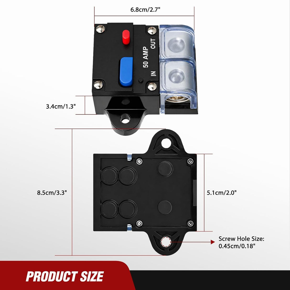 50 Amp Circuit Breaker w/Manual Reset 12V-42V Overload Protection | Resettable Switch Trolling Motor Auto Car Stereo Audio Inline Fuse Block Holders Inverter for Automotive RV Marine Boat