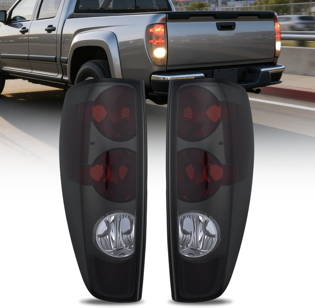 Taillight Assembly Compatible with 2004-2012 Chevy Colorado | 2004-2012 GMC Canyon 2006 Isuzu i280 i350 2007 2008 i290 i370 Rear Lamp OE Style Driver and Passenger Side Smoke Red Lens