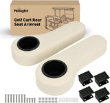 Golf Cart Armrests 2PCS Beige Flip Stand Cup Holder | No Drilling Detachable PU Leather Armrest with Iron Bracket Fits 1 Inch Square Tubes for EZGO Club Car Yamaha Rear Seat