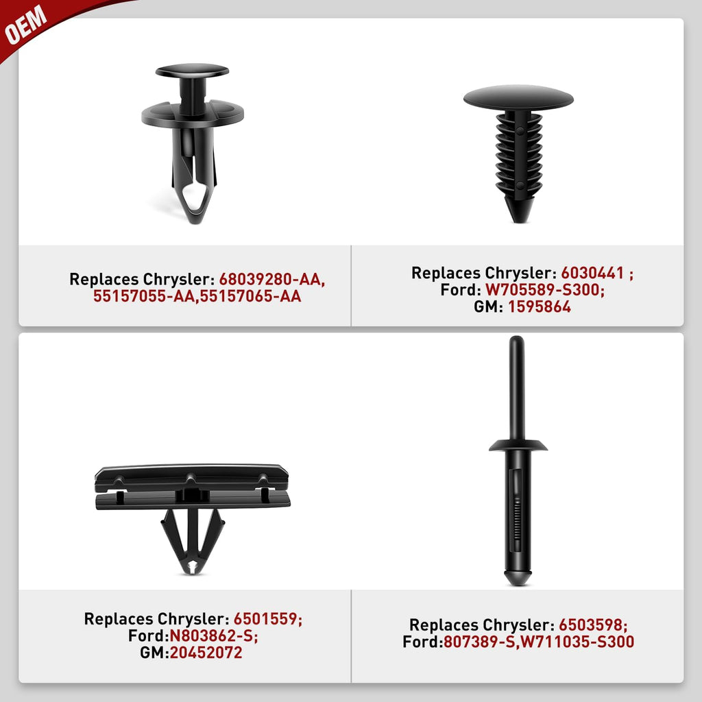 121 Pcs Fender Flare & Rocker Moulding Clip Assortment 6506007AA