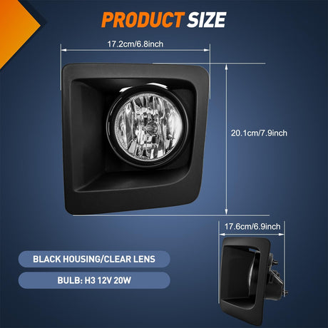 Fog Light Assembly Fog Lights Assembly Compatible with 2014 2015 GMC Sierra 1500 Left Driver and Right Passenger Side Clear Lens w/H3 12V 20W Halogen Bulbs
