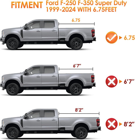 Truck Bed Tonneau Cover Soft Tri-fold Compatible with 1999-2024 Ford F250 F350 Super Duty-6.75ft 2013 2014 2015 2016 2017 2018 2019 2020 2021 2022 2023 2024