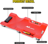 40 Inch Mechanic Plastic Creeper - 40 Inches Heavy Duty Shop Creeper with Padded Headrest and 6 Casters, 350 lbs Capacity, Red