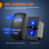 2 Pack Led Pod Lights Rocker Switch Light Bar 5 Pin Laser On Off SPST Switches 20A/12V 10A/24V Blue with Jumper Wires Set for Cars Trucks RVs