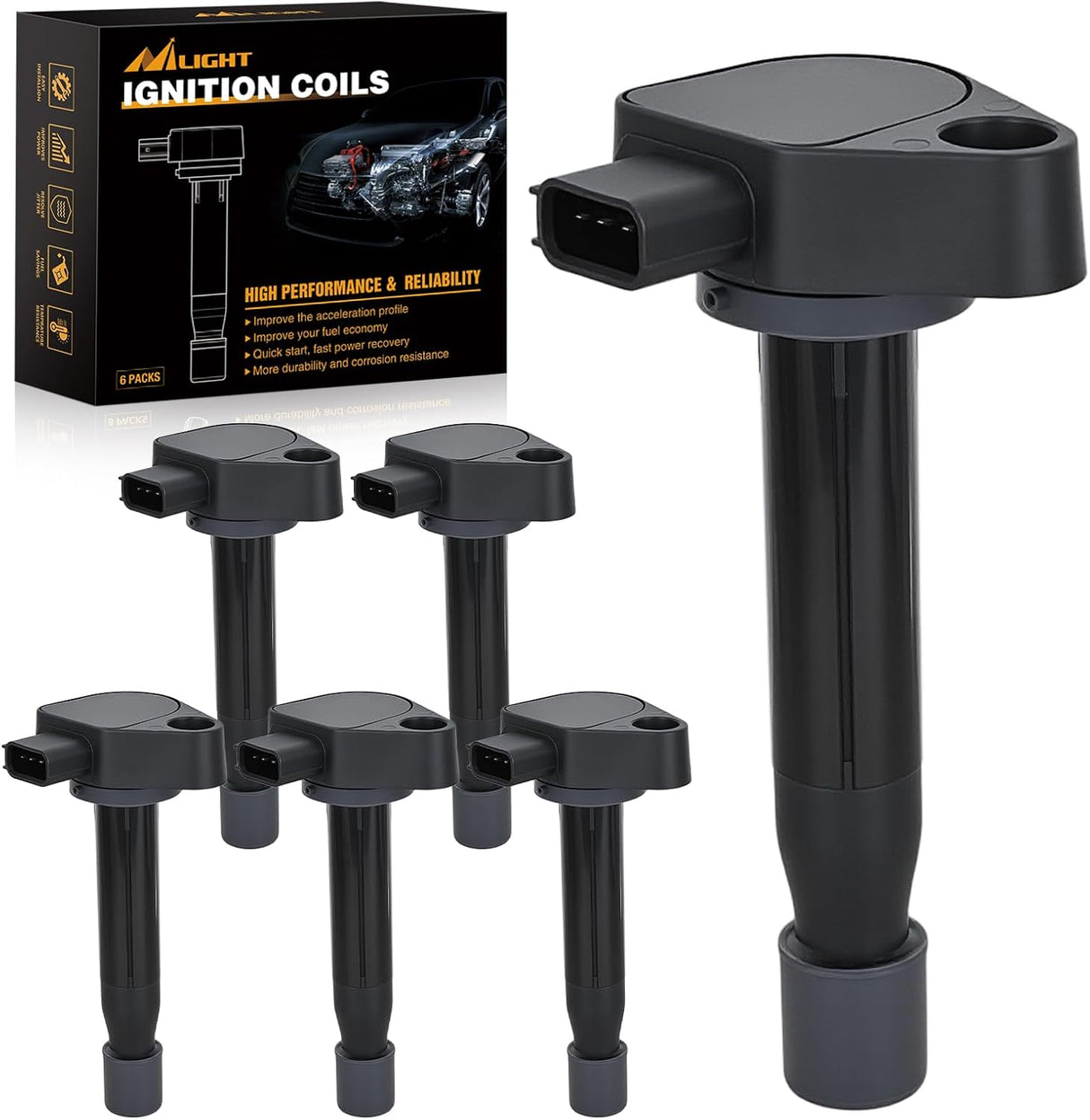 Ignition Coil Pack Fit for Honda 2000 2001 02 2003-2007 Accord Odyssey 2008-2010 EX LX DX NHL SE Fit for Acura 1999-2008 CL RL TL 3.0L 3.2L 3.5L V6 OE# UF242 C1221 Ignition Coils Set of 6