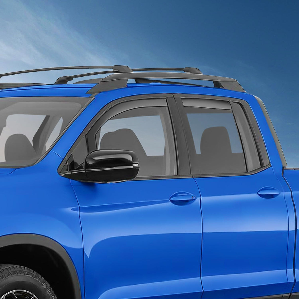 in Channel Rain Guard for Honda Ridgeline 2017 2018 2019 2020 2021 2022 2023 2024 2025 2026, Inside Mount Window Deflectors for Cars, Smoke Tinted, 4PCS