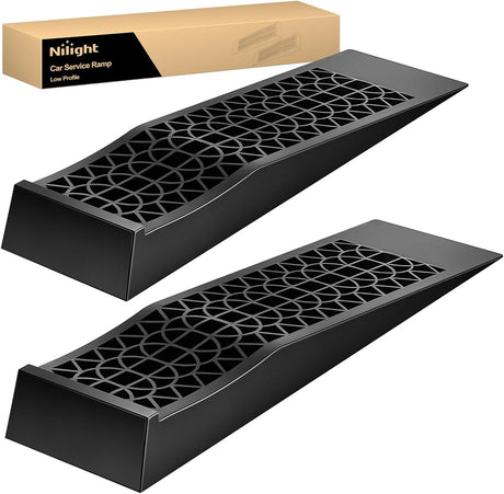 Low Profile Car Ramps, Portable Drive on Service Ramp for Support Jack Vehicle Maintenance, 10,000lb GVW Capacity, 2 Pack
