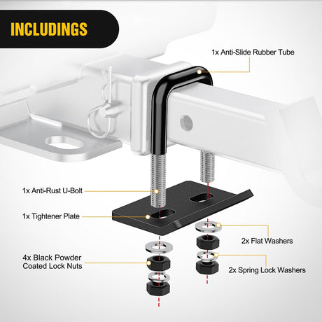 Trailer Hitch Tightener for 2 1/2 Inch Trailer Hitches 2.5 inch Hitch Mount Anti Rattle Heavy Duty Steel with Rubber Anti-Rust Triple Protective Matte Black