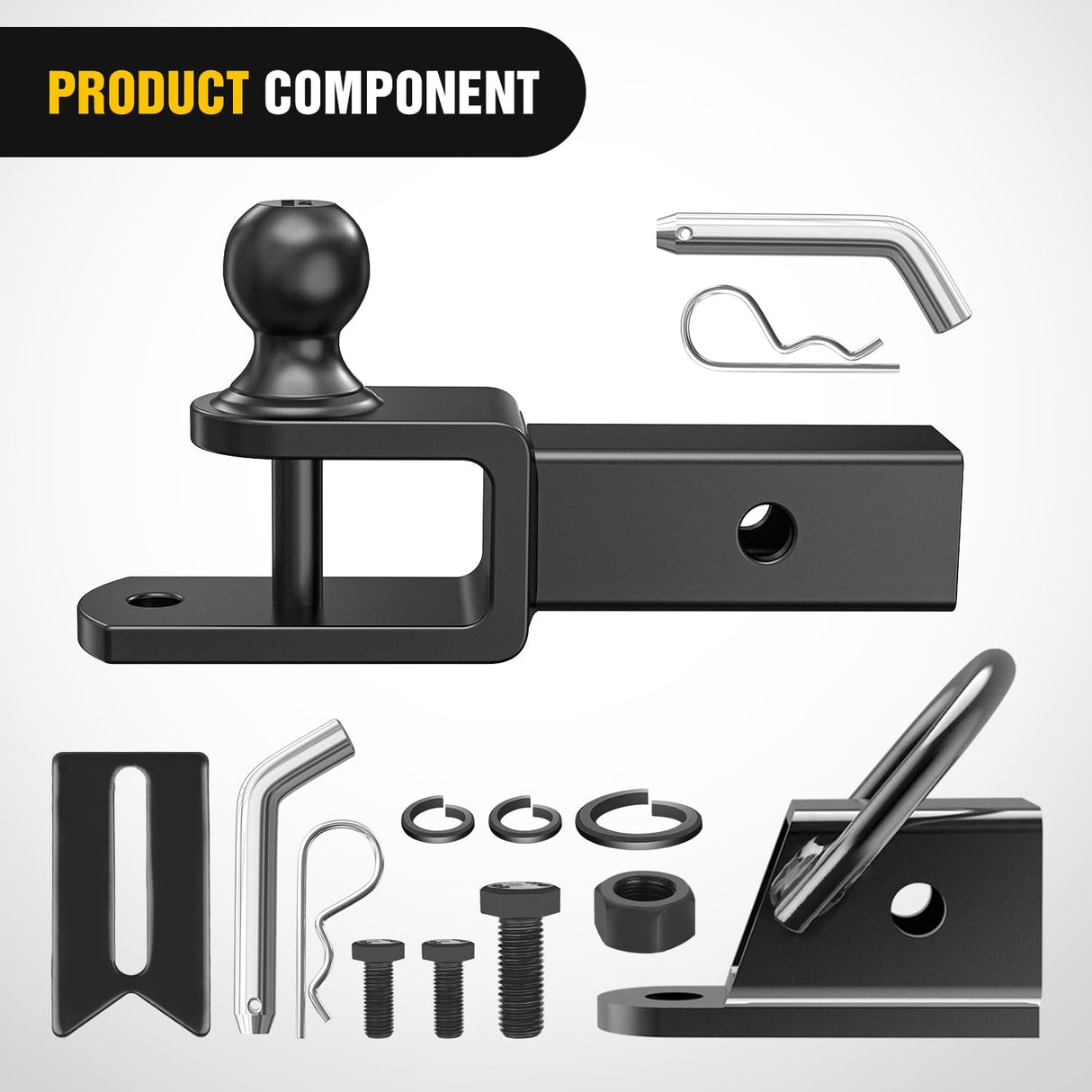 3 in 1 ATV UTV Multi Hitch Mount with 2 Inch Receiver 1-7/8 inch Ball Hitch Rated 2000 LBS Winch Strap Loop Rated 5000 LBS
