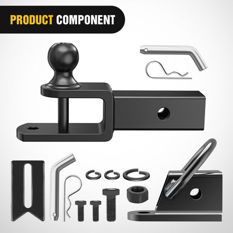 3 in 1 ATV UTV Multi Hitch Mount with 2 Inch Receiver 1-7/8 inch Ball Hitch Rated 2000 LBS Winch Strap Loop Rated 5000 LBS