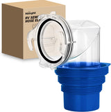 90 Degree RV Sewer Hose Fittings with 4-in-1 Adapter, Clear RV Sewer Hose Elbow Leak-Proof Connection & Odor-Tight Seal Fits 4 Sizes of Dump Station Inlets for Campers Travel Trailers, Blue