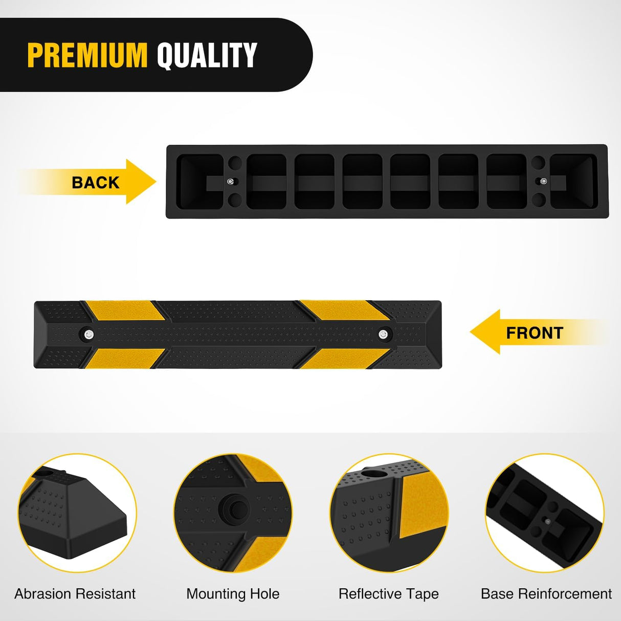 36 Inch Parking Curb - 2 Pack Heavy Duty Rubber Garage Driveway Wheel Parking Stopper Blocks for Cars, SUVs, and Trucks