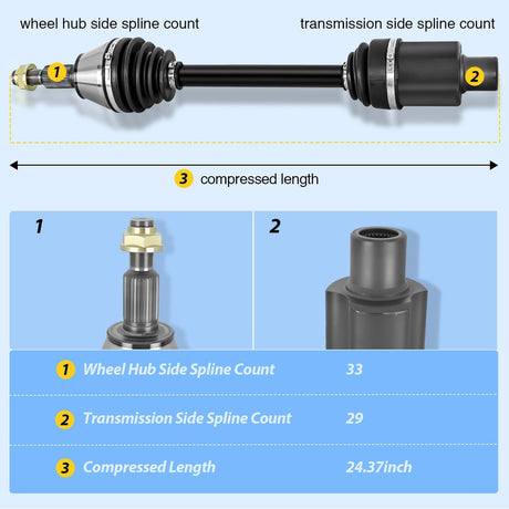 CV Axle Shaft Assembly Compatible with 2012 2013 2014 2015 2016 2017 2018 Ram 1500 2019-2020 Ram 1500 Classic Half-Shaft Assemblies Replacement Front Wheel Driver or Passenger Side