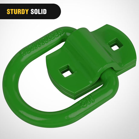 4 PCS D Ring Tie Down Anchor 1/2 Inch Heavy Duty Rings with Screws Bolts on Trailer Truck Bed Cargo 12000 Lbs Break Strength Hook Green