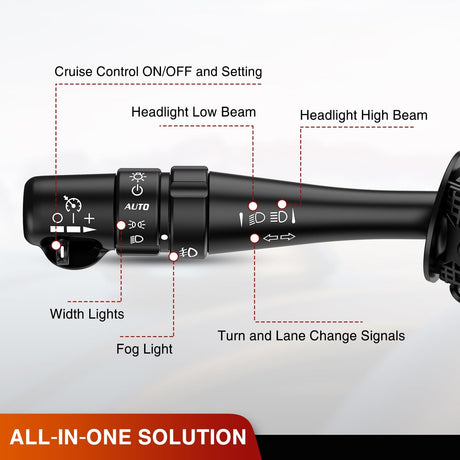 Turn Signal Switch Compatible with 2006 2007 2008 Pontiac Grand Prix w/Fog Lights Windshield Wiper Combination Dimmer Lever Switches with Cruise Control