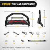 Bull Bar&License Plate Hole with LED Light Bar Compatible with Toyota Tundra 1999-2006 for Toyota Sequoia 2001-2007 Truck Brush Guard, Front Bumper Push Bar w/Grille Skid Plate Light Mount