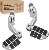 1.25 Inch Motorcycle Highway Pegs For Harley Davidson Touring Road King Street Glide Sportster Adjustable Long Angled Foot Pegs Universal For 1-1/4 Inch Engine Guard Crash Bars Highway Footpegs Chrome