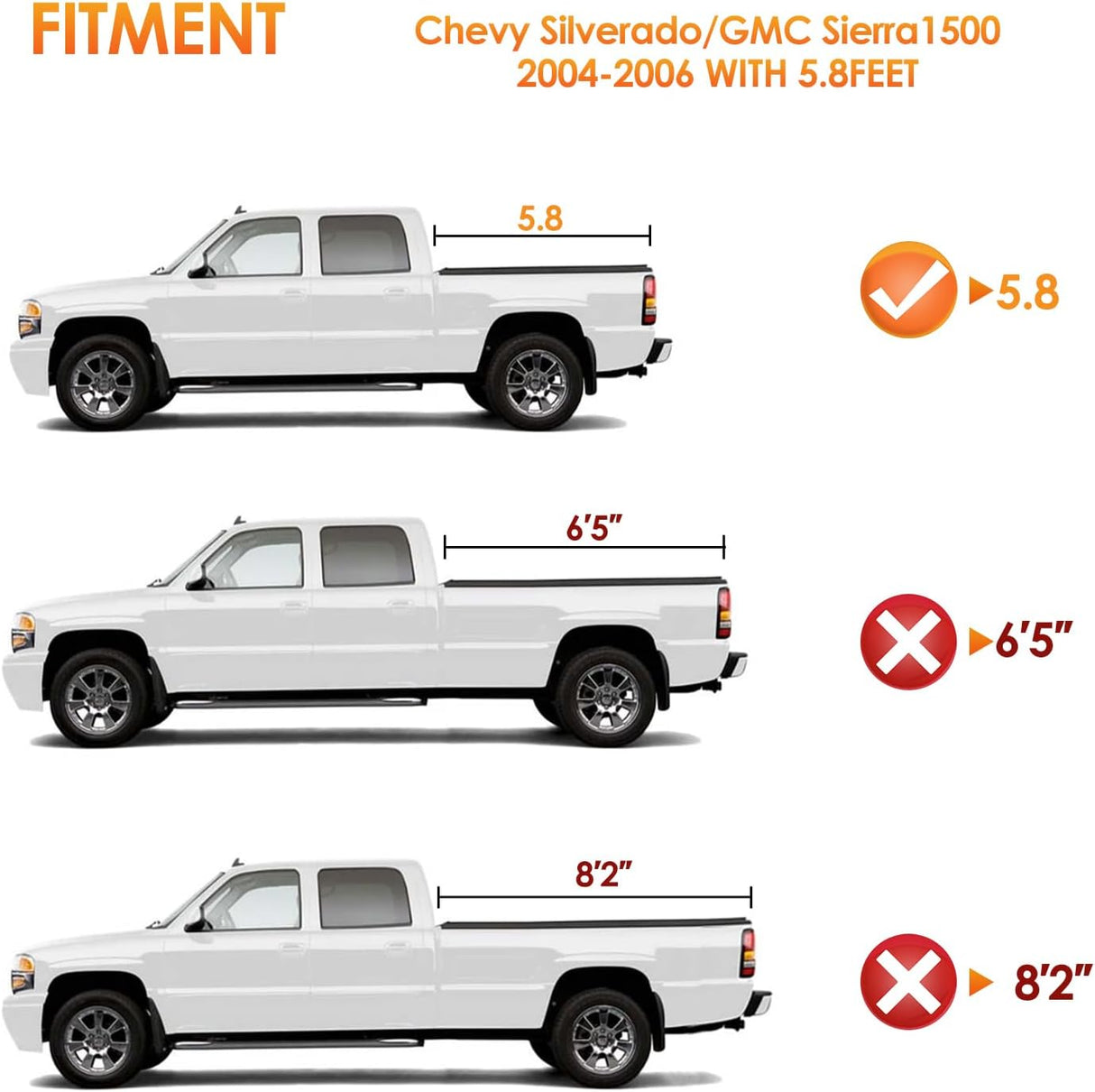 Soft Roll-Up Tonneau Cover Compatible with Chevy Silverado/GMC Sierra 1500 2004 2005 2006–5.8ft Truck Bed Cover