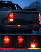 Headlight and Taillight Assembly Combo Compatible with 2009 2010 2011 2012 2013 2014 2015 2016 2017 2018 Dodge Ram for Quad Models Chrome Housing Clear Reflector with Red Housing Tail Light