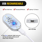2 PCS White Color Wireless Magnetic LED Interior Lights | USB Rechargeable Universal Mini Sticky Footwell Ambient Atmosphere Reading Lamp with Touch Sensor, Portable Night Lighting
