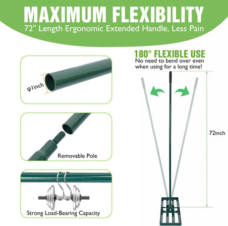 Lawn Leveling Rake 36 Inch for Soil Yard Leveling Rake with 36 Inchx10 Inch Ground Plate 72 Inch Steel Handle Effort-Saving Heavy Duty Ground Leveler Tool for Backyard Garden Farm Golf Course Landscaping