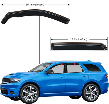 Window Visor Compatible with Dodge Durango 2011-2022 2023 2024 2025 2026 in Channel Window Deflectors Sun Shades, Rain Guards Acrylic-4pcs