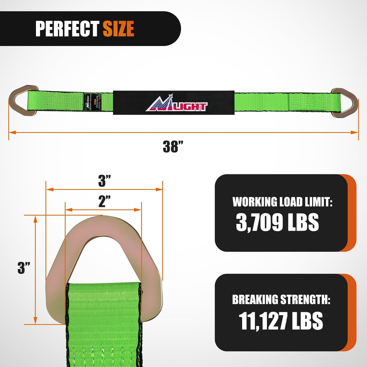 2 Inch x 38 Inch Axle Tie Down Straps with D-Rings & Protective Sleeves | 11,127 LBS Break Strength for Car Haulers Engine Hoists Trucks Trailers and UTVs 4 Pack Green