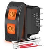 UTV High Low Beam Headlight Rocker Switch On Off 6 PIN Toggle Switches with Orange Backlit Light 12V 24V with Jumper Wires Set for Can-Am Commander Maverick MAX 1000 STD XRS