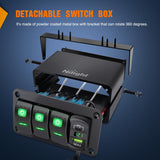 Rocker Switch 3 Gang Rocker Switch Box 12V SPST ON Off Toggle Switches PD Type C and QC USB Charger Voltmeter LED Light Waterproof Aluminum Mount Bracket Panel DIY Stickers for Boat Car RV Truck