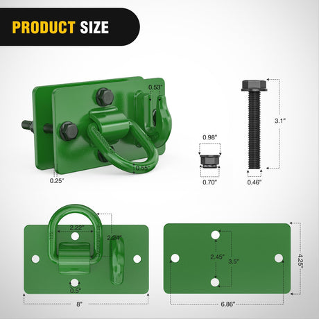 Tractor Bucket Hooks with Tie Down Ring Green (Pair) Nilight