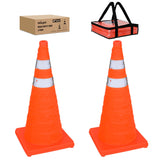28 Inch Collapsible Traffic Safety Cones 2 Pack - Bright Orange Parking Cones with Reflective Collars for Roadside Emergency, Parking, Driving Practice
