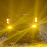 4 Inch Amber LED Light Pods 2PCS Triple Row 60W Flood Spot Combo Offroad Driving Fog Lighting for 12V 24V Pickup Truck ATV UTV SUV